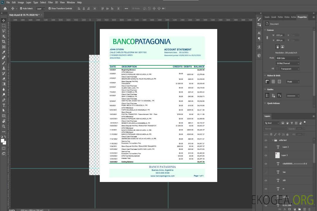 Argentine Banco Patagonie template Argentine Banco Patagonie template